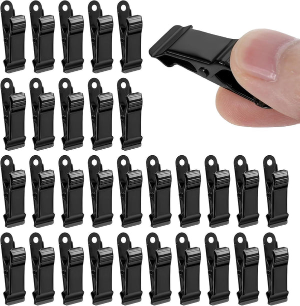 30 PCS Black Mini Clips for Crafts, 1.58 Inch X 0.5 Inch Metal Alligator Clamps, Sturdy Spring Clips, Hanging Crocodile Clips for Wires Photo Snacks Paper Christmas DIY Decoration