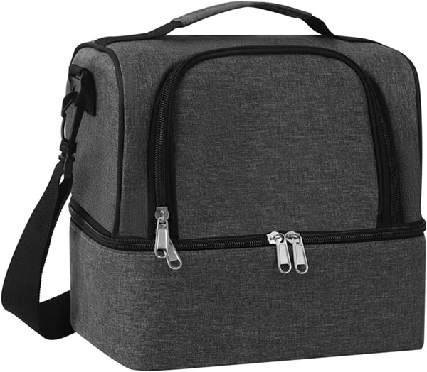 Lunch Bag for Women and Men - Reusable, Leakproof, and Insulated Double Deck Design for Picnic, Hiking, Beach, Work and Office Use