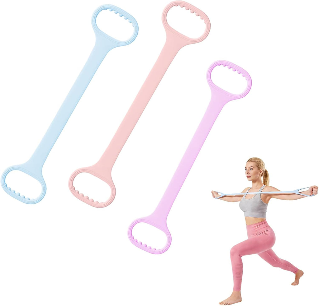 Figure 8 Resistance Bands for Women & Men - 35LB Silicone Pull Rope with Non-Slip Handles, Home Gym Yoga Equipment for Shoulder Back Arm
