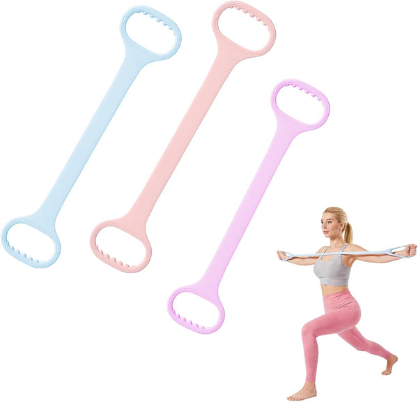 Figure 8 Resistance Bands for Women & Men - 35LB Silicone Pull Rope with Non-Slip Handles, Home Gym Yoga Equipment for Shoulder Back Arm