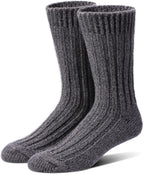 97% Merino Wool Crew Socks for Men & Women 2 Pairs – Classic Rib, Thick Wool Socks for Hiking, Work, Ski