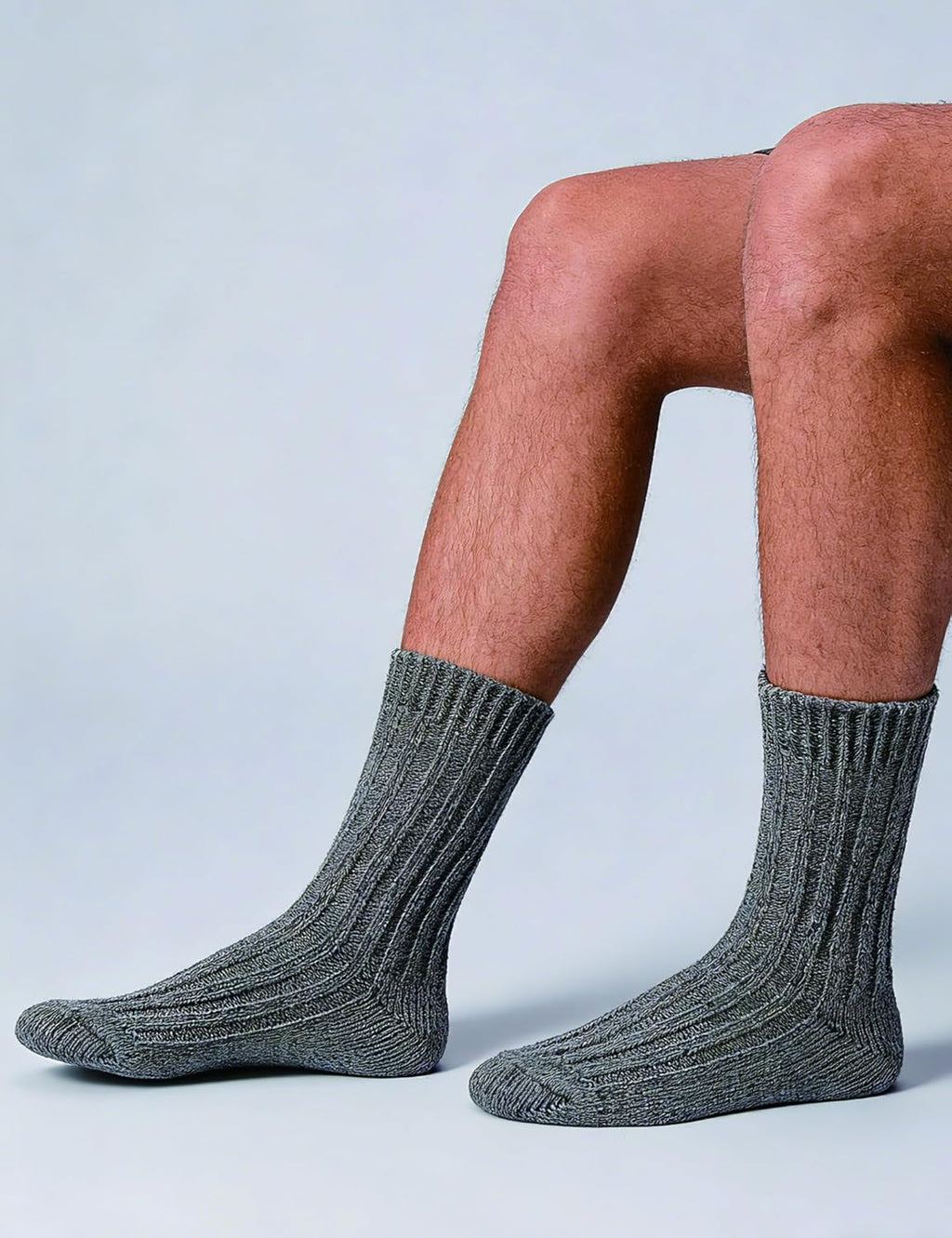 97% Merino Wool Crew Socks for Men & Women 2 Pairs – Classic Rib, Thick Wool Socks for Hiking, Work, Ski
