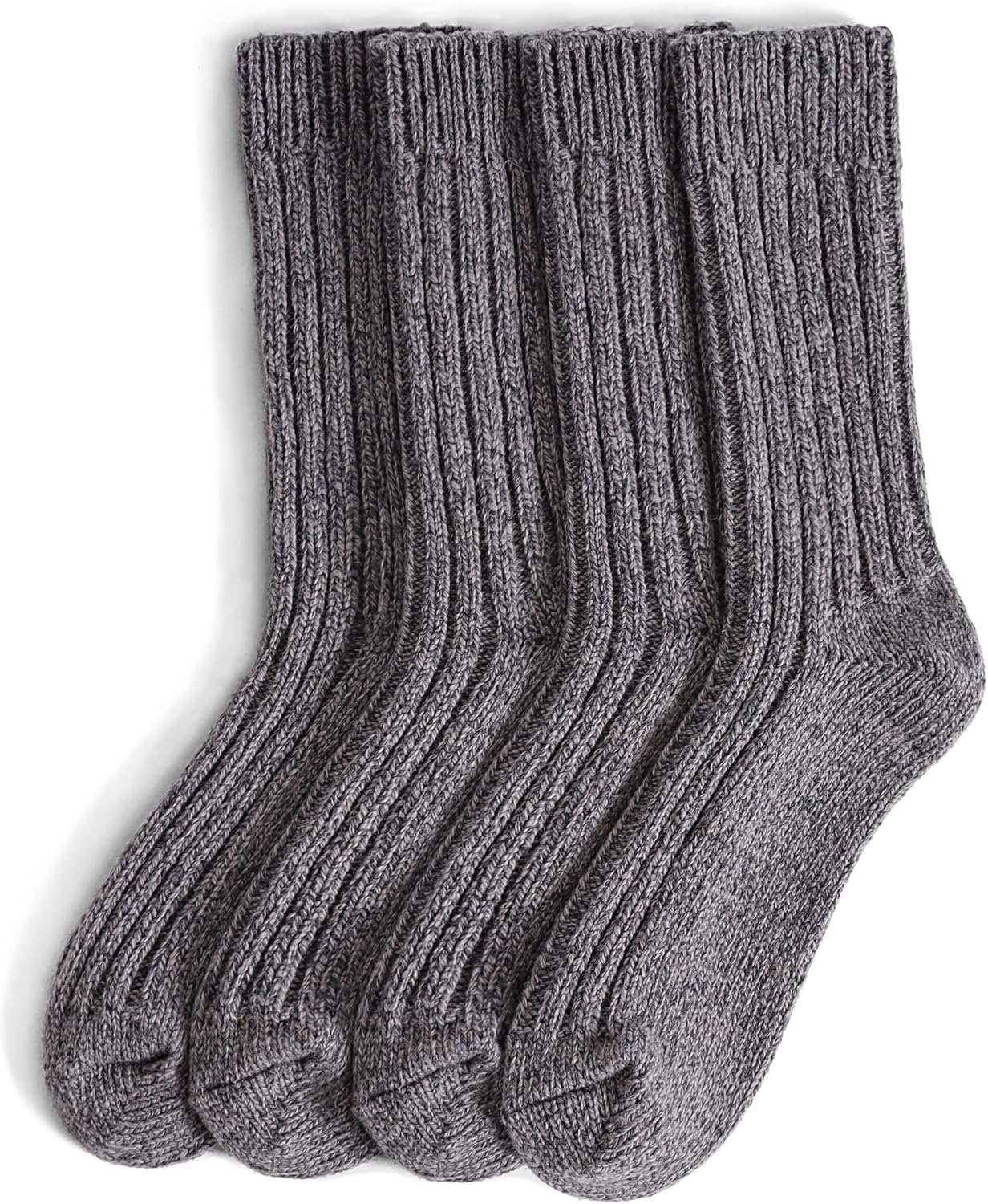 97% Merino Wool Crew Socks for Men & Women 2 Pairs – Classic Rib, Thick Wool Socks for Hiking, Work, Ski