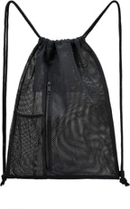 Heavy Duty Mesh Drawstring bag for Soccer Ball，Beach Toys -Drawstring Backpack Sports Gym Bag