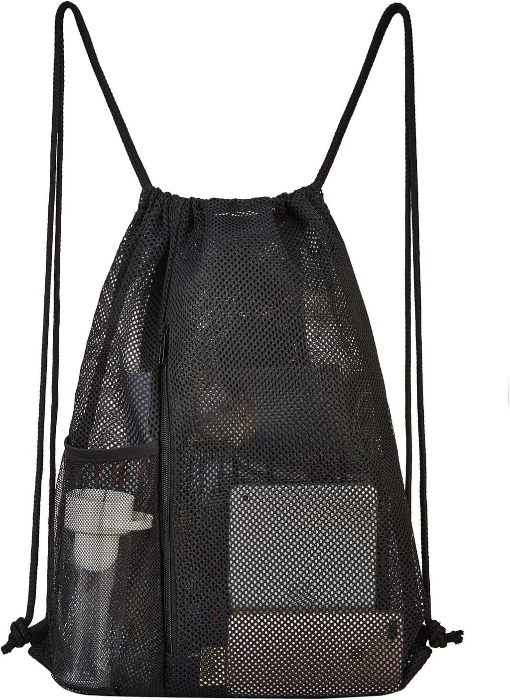 Heavy Duty Mesh Drawstring bag for Soccer Ball，Beach Toys -Drawstring Backpack Sports Gym Bag