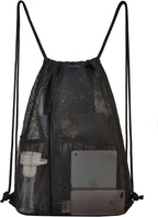 Heavy Duty Mesh Drawstring bag for Soccer Ball，Beach Toys -Drawstring Backpack Sports Gym Bag