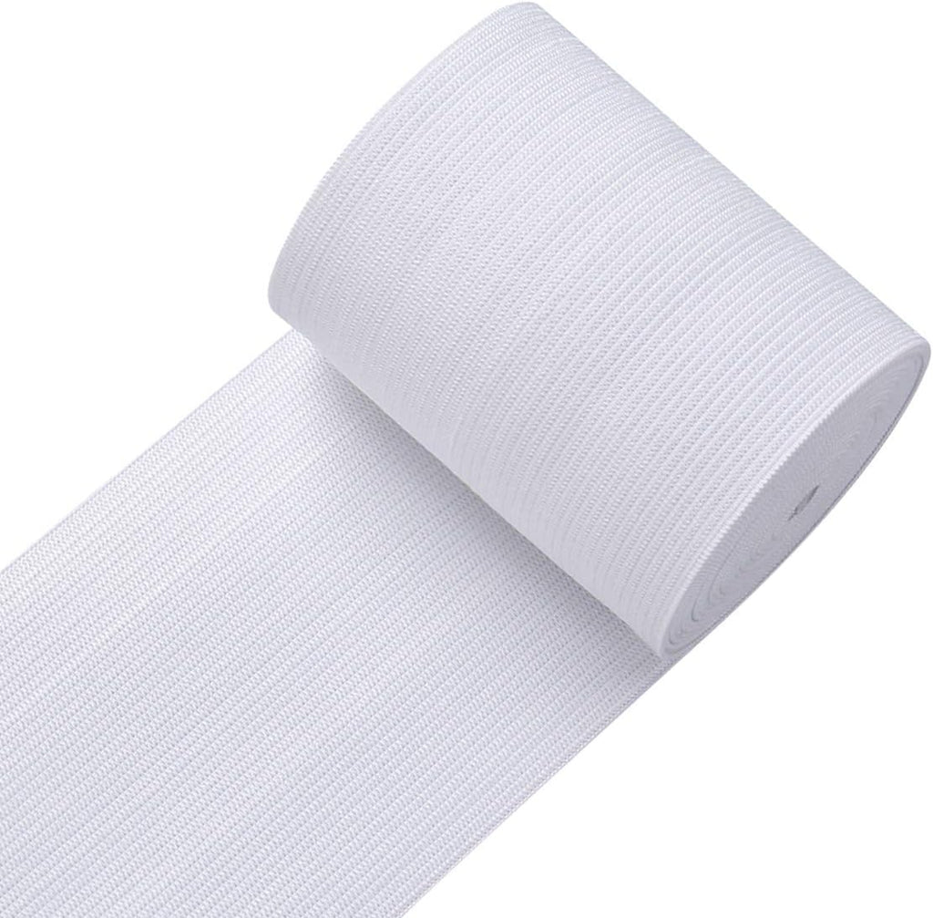 Knit Elastic Bands for Sewing White Heavy Stretch High Elasticity Flat Elastic Cord 3 Inch Wide Braided Elastic Spool 10 Yard