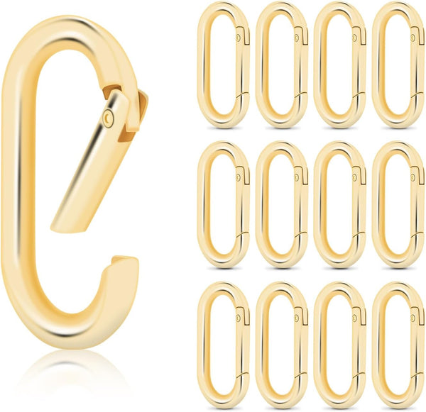 6pcs Gold Carabiner Clips + 10pcs Gold Spring Keychain Clips for Key Chain Purse Starp Dog Tag