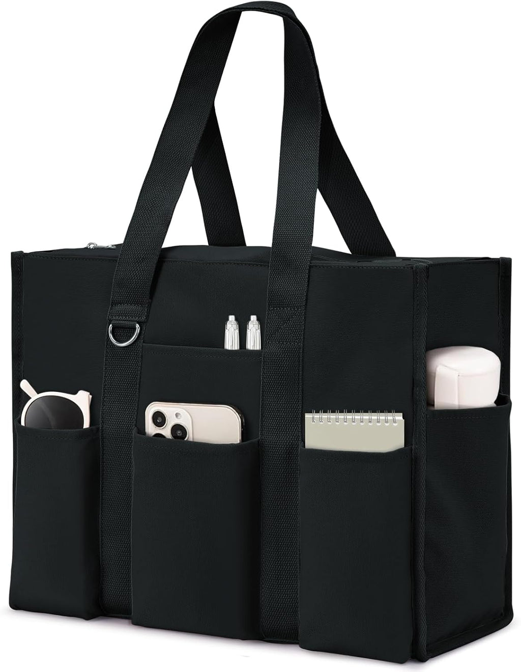 Large Tote Bag for Women Waterproof with 12 Pockets Top Zipper Closure Utility Teacher Nurse Bags for Work School