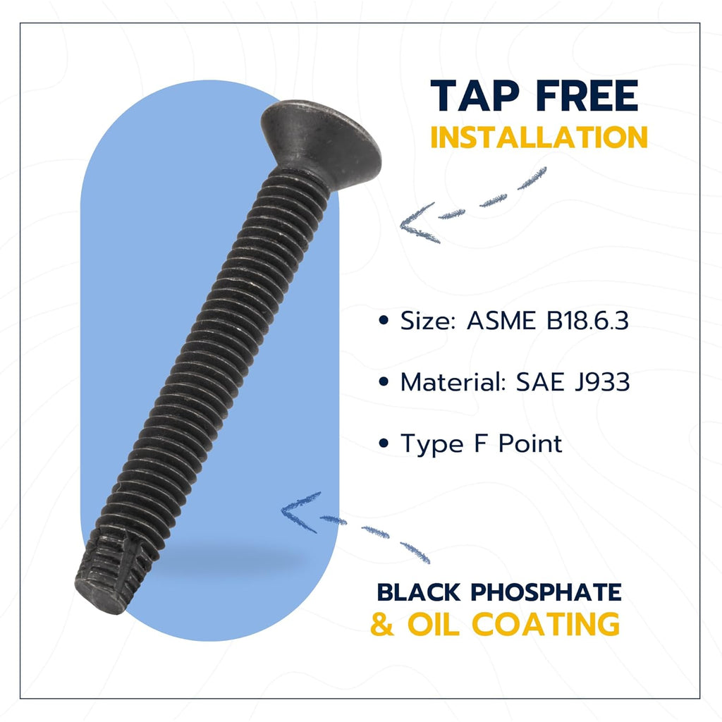 1/4 x 2-1/2" Trailer Deck Screws (100 pcs) T-30 Star Drive, Black Phosphate and Oil, Type F Thread Cutting Wood and Metal for Floorboards by Makers Bolt