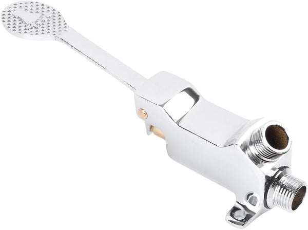 Single Foot Pedal Water Valve Copper Bathroom Faucet for Basin Water Tap Floor Mount Single Pedal Valve Silver