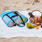 3 Pcs Beach Bag with Cooler Mesh Beach Tote with Insulated Cooler and Pocket Waterproof Sandproof Beach Tote Bag Swim Pool Bag for Women Summer (Black, Blue and Green)