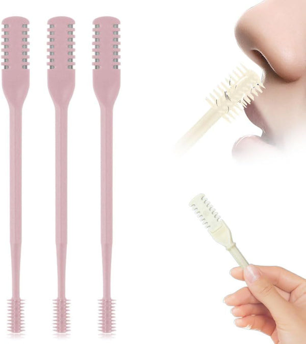 Double-Sided Manual Nose Hair Trimmer - (Pink 3Pcs)