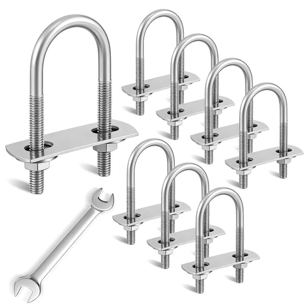 8 Sets M6 U Bolts 1 Inch Wide, 304 Stainless Steel Heavy Duty 25mm x 70mm U Bolts