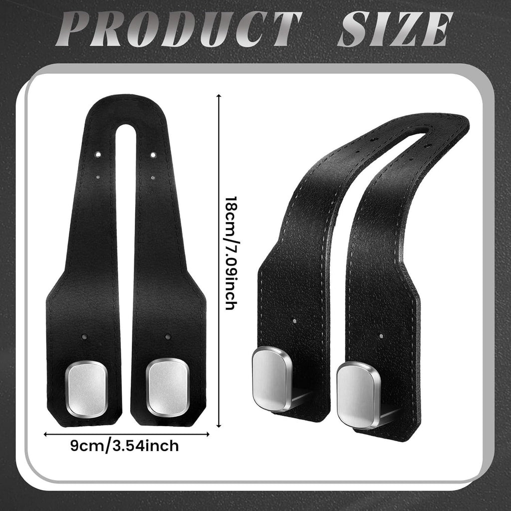 8 Pcs Car Headrest Hooks Purse Holder for Car Seat Headrest Universal Leather Bag Holder with Double Metal Hooks Seat Back Hanger for Handbags Grocery Bags Phones(Black)