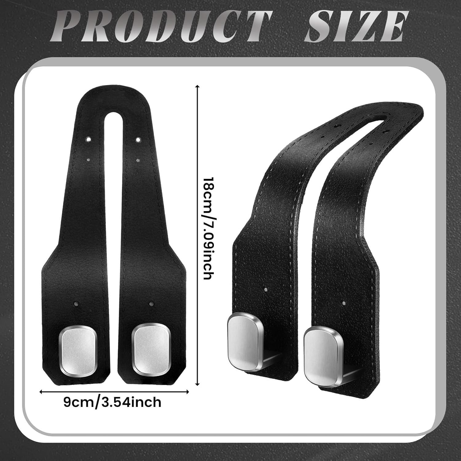 8 Pcs Car Headrest Hooks Purse Holder for Car Seat Headrest Universal Leather Bag Holder with Double Metal Hooks Seat Back Hanger for Handbags Grocery Bags Phones(Black)
