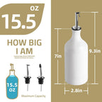 Ceramic Olive Oil Dispenser Bottle, Opaque Oil Cruet Protects Oil to Reduce Oxidation, Suitable for Storage Oil, Vinegar, Coffee Syrups & Other Liquids, Pack of 1, 15.5 Fl Oz (White)