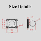 1'' Ball Mount Base with Aluminum Alloy 4-Hole AMPS Square Plate Compatible with RAM Mounts B Size 1 Inch Ball Double Socket Arm
