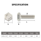 15Pcs 1/4-20 x 3-1/2" Hex Head Screws Bolts,304 Stainless Steel 18-8,Fully Threaded,External Hex Drive,Mounting Chair,Rail,Pump,Wheels,Handles,Antenna Parts,Boat and Plastic Bumpers(VG10211)