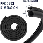 20Ft Car Door Weather Stripping Door Seal Strip,U-Shaped Rubber Edge Trim with Steel Strip Door Sealers for Door Frame of Car Truck SUV RV Boat Home,Keeps Car Interior Tidy and Quieter (20Ft)
