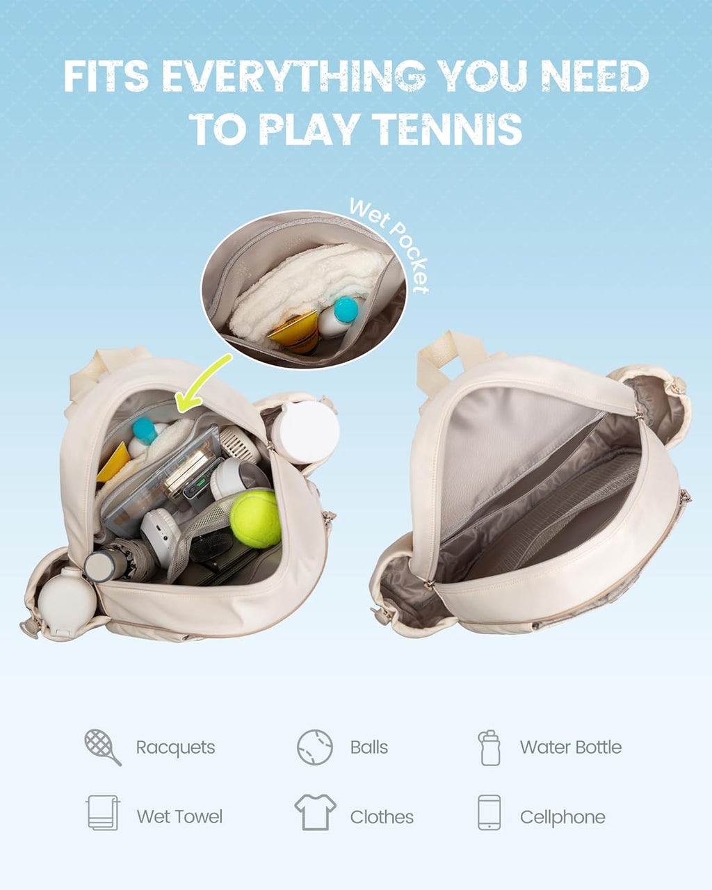Tennis Bag, Quilted Tennis Sling Crossbody Backpack, Water Resistant Tennis Racket Bags for Women Men, Suitable for Pickleball Tennis Badminton