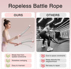 2PCS Weighted Ropeless Battle Ropes, 3.5 lbs in total, Heavy Duty Workout Rope for Home Gym with Training Poster, Portable Workout Rope for Strength Training, HIIT, Cardio, Non-Slip Grip, Fitness Equipment for Men & Women