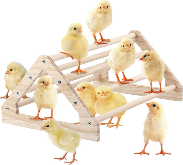 Wooden Chick Perch Stand, Pine Roosting Bar, Jungle Gym Perch Toys for Chicken Coop & Brooder, Bird Perch for Baby Chicks & Parrots (Large)