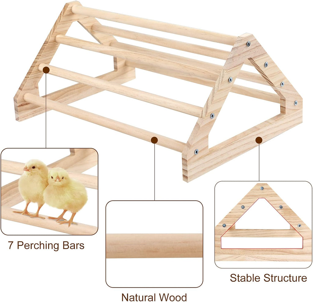 Wooden Chick Perch Stand, Pine Roosting Bar, Jungle Gym Perch Toys for Chicken Coop & Brooder, Bird Perch for Baby Chicks & Parrots (Large)