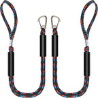 Boat Bungee Dock Lines with 316 Stainless Clips - Shock-Absorbing Jet Ski Dock Line, PWC Accessories, Boat Mooring Line/Tie Downs for Bass Boat, Fishing Pontoon, Dinghy - 4Feet