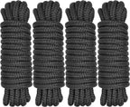 Boat Dock Lines 1/2" x 15' - Double Braided Nylon Boat Ropes for Docking with 12" Loop, Marine-Grade High Strength Boat Lines Dock Rope, Premium Marine Rope Mooring Lines, Easy Handling - 4 Pack,Black
