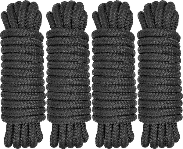 Black Double Braided Nylon Boat Docking Ropes with Loop