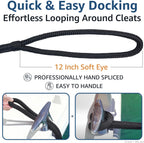 Boat Dock Lines 1/2" x 15' - Double Braided Nylon Boat Ropes for Docking with 12" Loop, Marine-Grade High Strength Boat Lines Dock Rope, Premium Marine Rope Mooring Lines, Easy Handling - 4 Pack,Black
