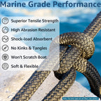 Boat Dock Lines 1/2" x 15' - Double Braided Nylon Boat Ropes for Docking with 12" Loop, Marine-Grade High Strength Boat Lines Dock Rope, Premium Marine Rope Mooring Lines, Easy Handling - 4 Pack,Black