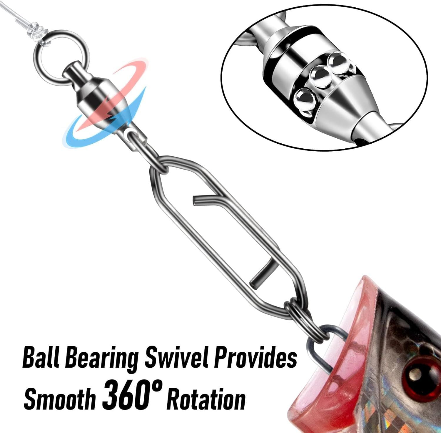 30-Pack Fishing Speed Clips Quick Change Snap Swivels - High Strength Stainless Steel Ball Bearing Swivel for Freshwater Saltwater - #1 Size 44lb Strength 1.22in Length