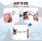 30-Pack Fishing Speed Clips Quick Change Snap Swivels - High Strength Stainless Steel Ball Bearing Swivel for Freshwater Saltwater - #3 Size 71lb Strength 1.61in Length
