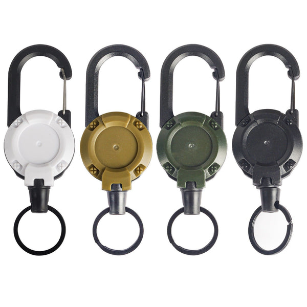 4 Pack Retractable Gear Tether Stainless Steel Cable Keychain Reel