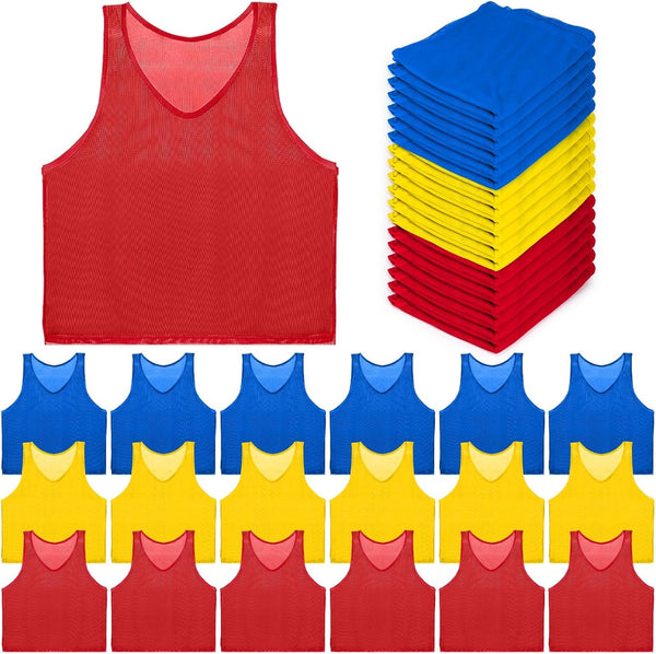 18 Pack Breathable Mesh Quick Dry Practice Jersey for Sports Adult - 3 Colors