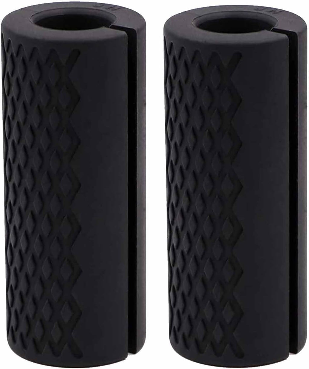 Thick Dumbbell & Barbell Grips for Weightlifting - High-Density Silicone Rubber, Non-Slip Gym Muscle Growth, Hand Stress Relief, Arm Blaster Adapter (1 Pair) Black