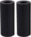 Thick Dumbbell & Barbell Grips for Weightlifting - High-Density Silicone Rubber, Non-Slip Gym Muscle Growth, Hand Stress Relief, Arm Blaster Adapter (1 Pair) Black