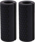 Thick Dumbbell & Barbell Grips for Weightlifting - High-Density Silicone Rubber, Non-Slip Gym Muscle Growth, Hand Stress Relief, Arm Blaster Adapter (1 Pair) Black