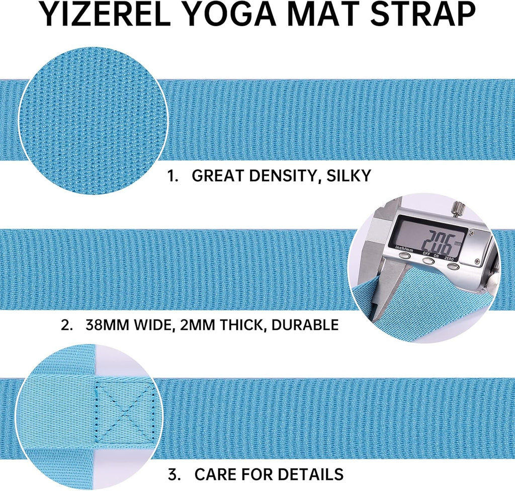 2 Packs Yoga Mat Strap for Carrying, Carrier, Adjustable Sling Exercise Black + Turquoise
