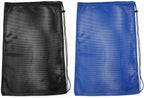 2 Packs Mesh Gear Bag for Snorkel Equipment, Oversized 18" x 27" Dive Scuba Diving Backpack Snorkeling, Fins, Swimming Gear, Beach and Sports Equipment (Black & Blue)