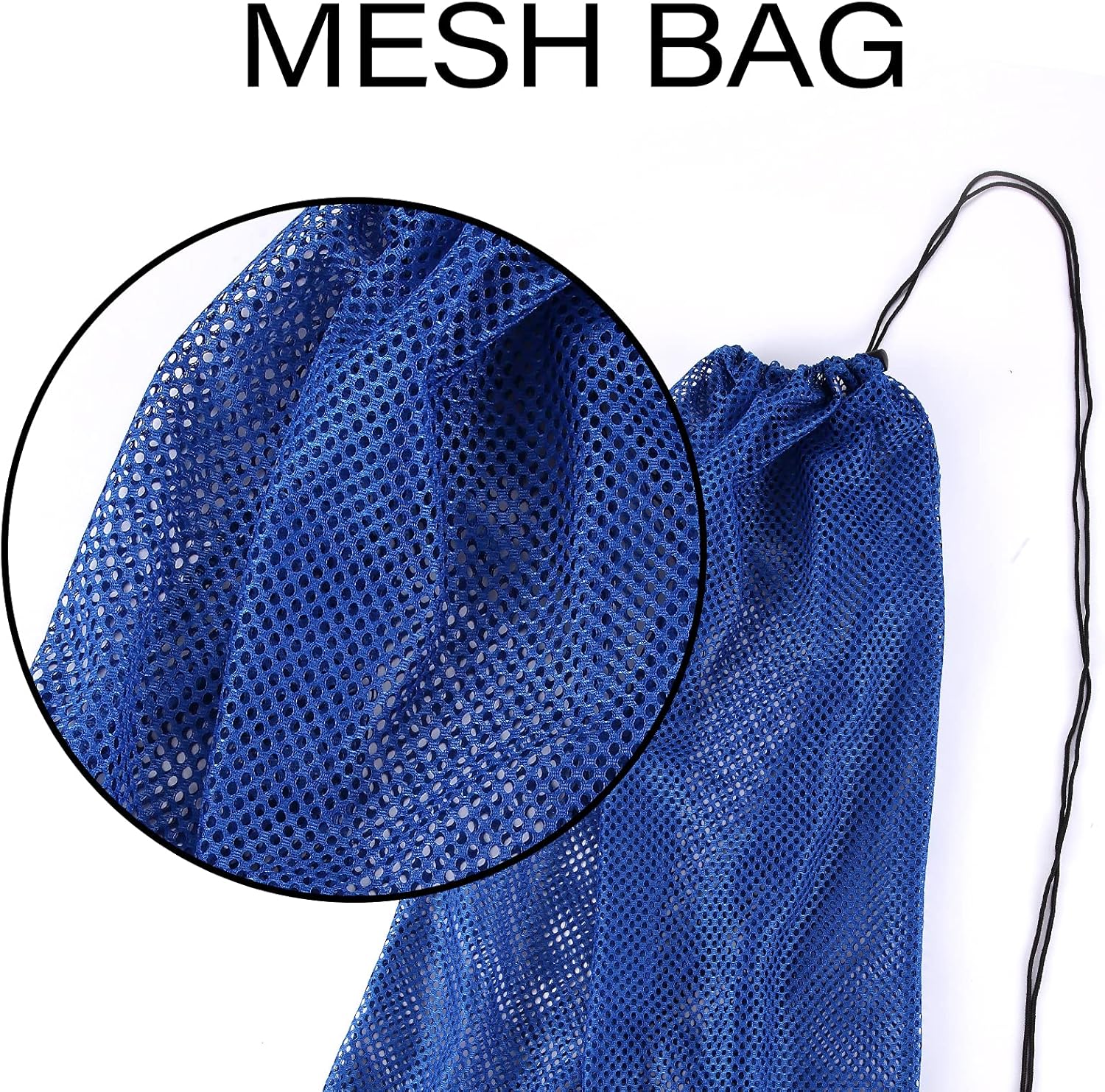 2 Packs Mesh Gear Bag for Snorkel Equipment, Oversized 18" x 27" Dive Scuba Diving Backpack Snorkeling, Fins, Swimming Gear, Beach and Sports Equipment (Black & Blue)