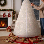 9.84 ft Upright Christmas Tree Storage Bag White Extra Large Jumbo Removal Disposal with Zipper Drawstring Waterproof Tear Proof Cover for Xmas Daily Home