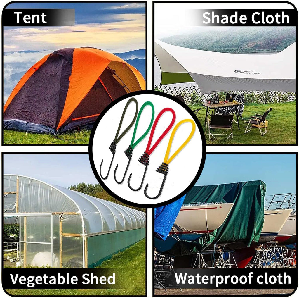 8PCS Bungee Cords with Hooks, Mini Cords, Rubber Short Straps,for Camping Trucks Car Awning Cover Canopies Pool (Blackish Green) Blackish Green