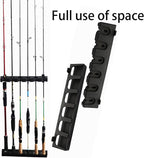Vertica Fishing Rod Holders, Wall-Mounted – Racks, Pole Holders,Fishing Rack,Store 6 Rods or Combos in 12.6 Inches, for Garage & Boat, 1 Pair Black (Vertica)