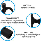 2Pcs Nylon Boat Hook Floating,Hook for Extension Pole,Unbreakable,Durable,Rust-Resistant Replacement Attachment End Mooring Yacht Kayak,Black