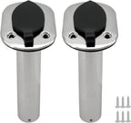 2PCS Boat Stainless Steel Polished Fishing Rod Holder Flush Mount 15/30/90 Degree Casting Flange with Rubber Cap, Liner, Gasket PVC Cap and Inner Tube for Marine Yacht Kayak 2pcs 15�