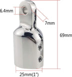 316 Stainless Steel Heavy Duty Fitting Bimini Top Cap Fits 1" (25.4mm) OD Round Tube External Eye End with Two Screws for Boat Covers Marine Hardware(2pcs)