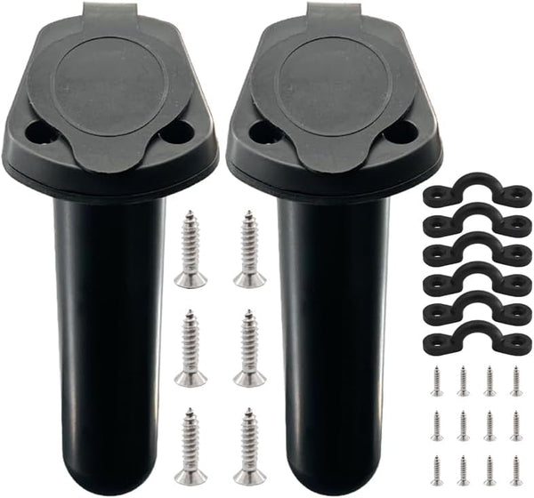 2Pcs Kayak Rod Holder Deck Plastic Flush Mount Boat Holders and Cap Cover
